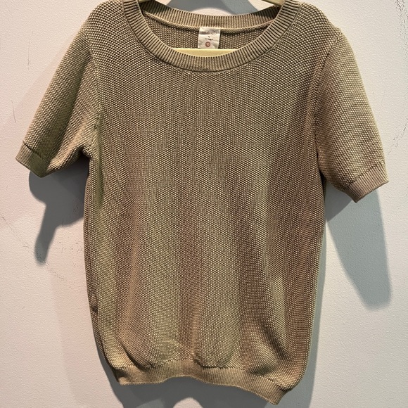 Kids Tan Knit Short Sleeve Top - Picture 2 of 4